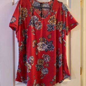 Agnes & Dora Love Top Red Floral Sz XL